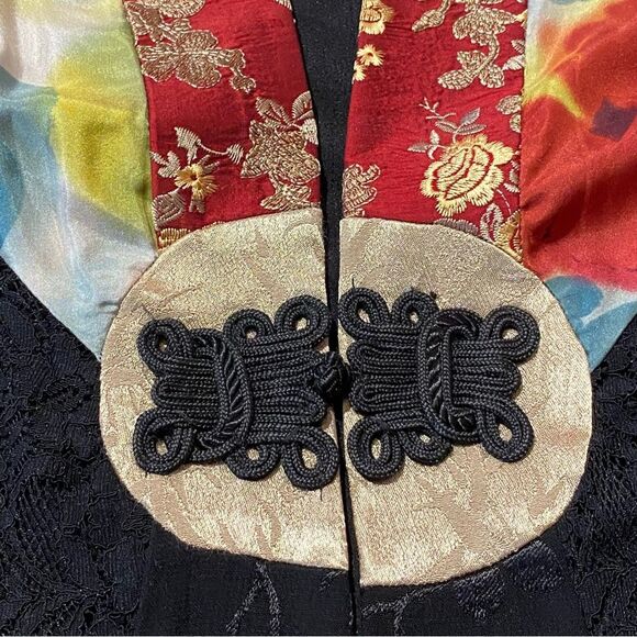 Vintage Spencer Alexis Silk Blend Kimono Style Floral Lace Blouse/Jacket  Size M - Picture 7 of 16